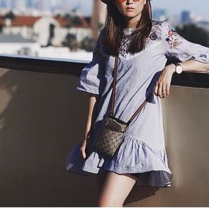 Zara floral embroidered dress in blue